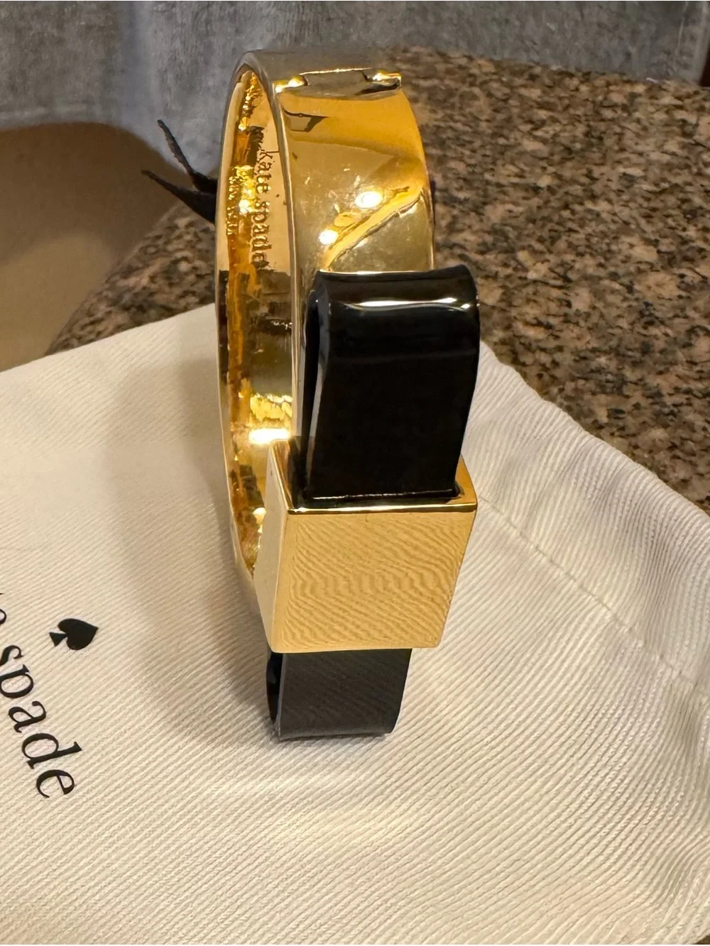 kate spade Black and Gold Bow Hinged Bracelet Bangle - Picture 4 of 8